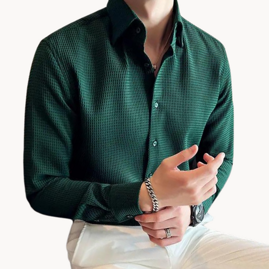 Wasyl Shirt | Heren Lange Mouw Textuur Button-Up