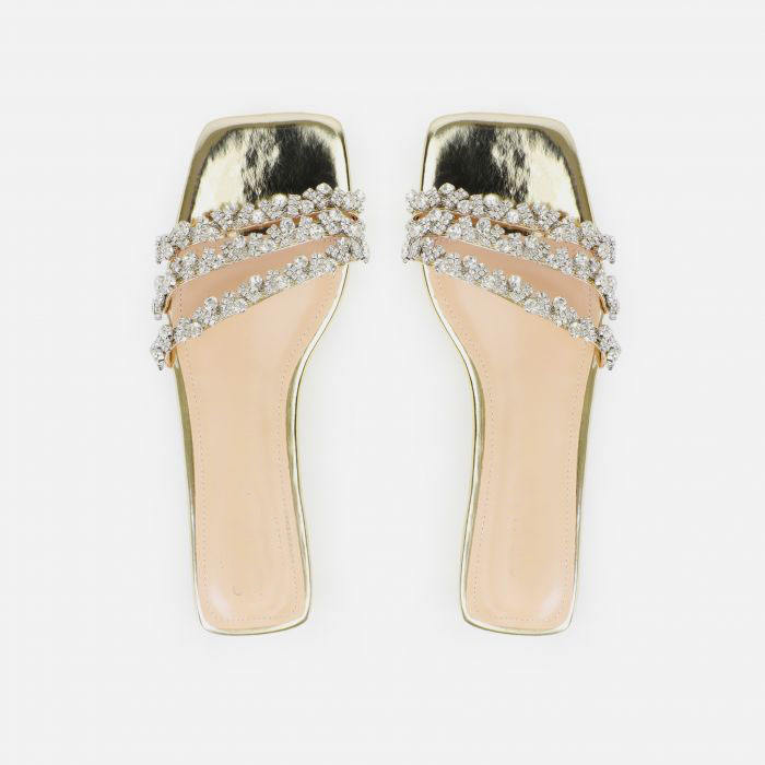 Dames Platte Sandalen met Strass Details