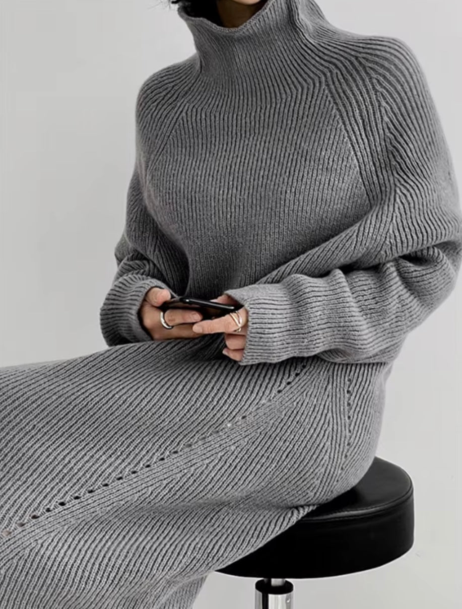 Ysobel Jurk | Herfst Lange Gebreide Maxi Jumper Jurk