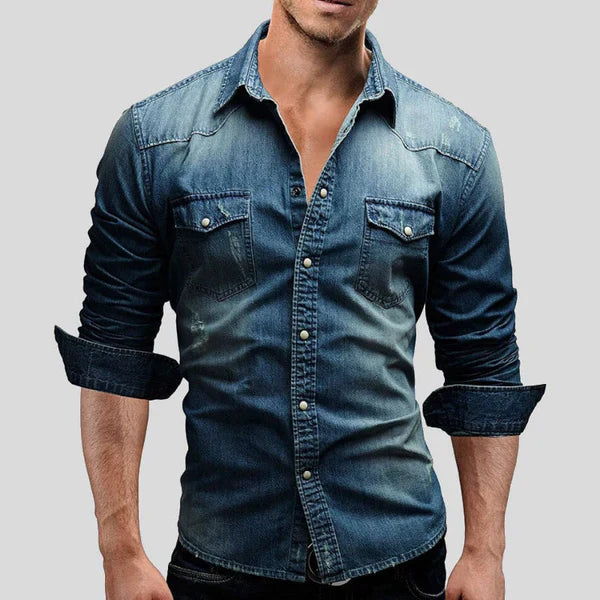 Heren Slim Fit Denim Overshirt Montarello