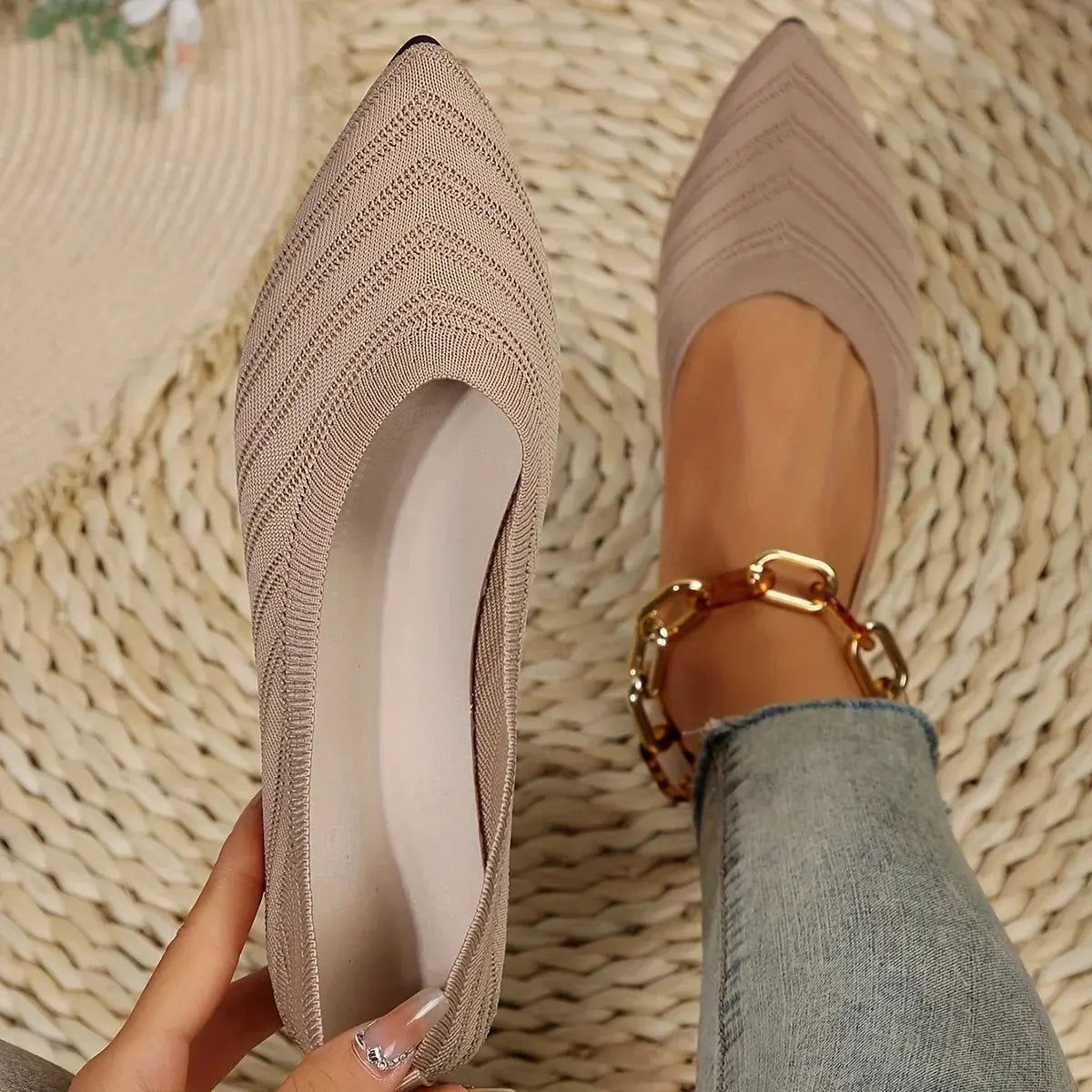 Reese Schoenen | Puntige gebreide balletflat