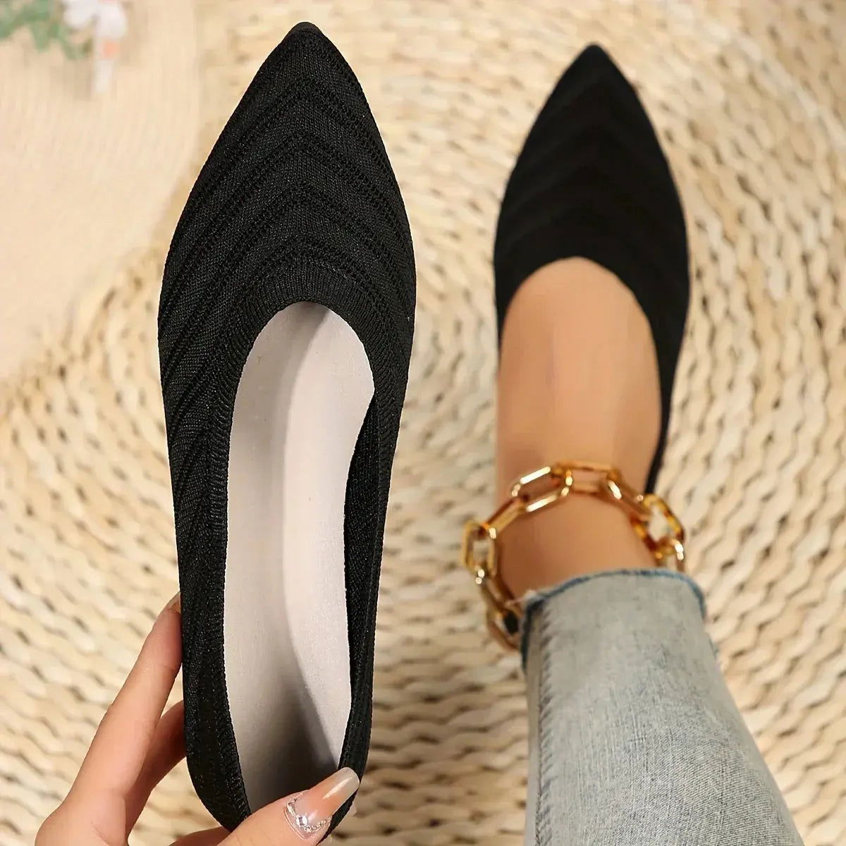 Reese Schoenen | Puntige gebreide balletflat