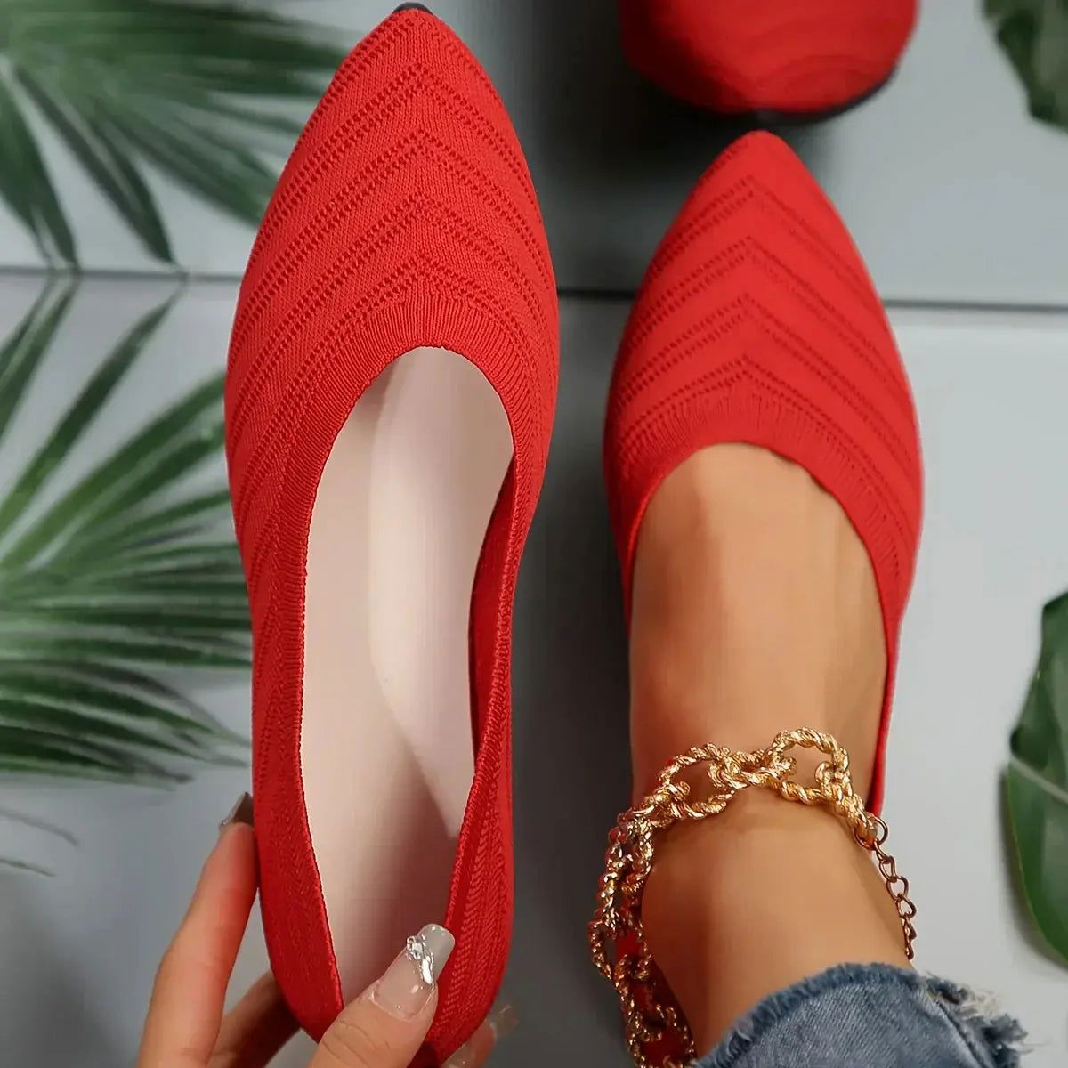 Reese Schoenen | Puntige gebreide balletflat