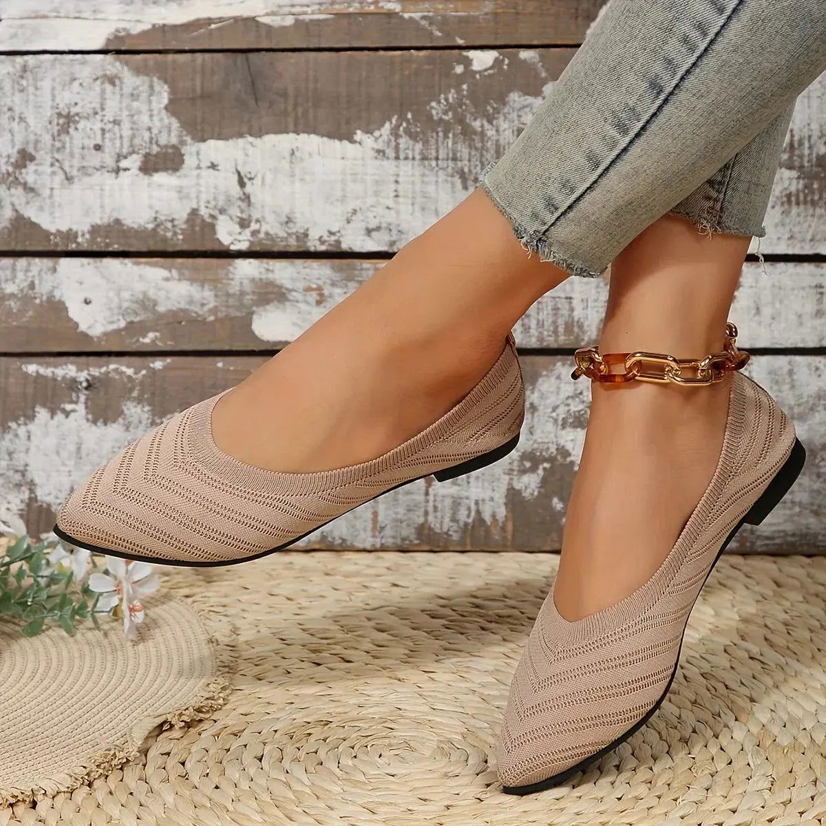 Reese Schoenen | Puntige gebreide balletflat