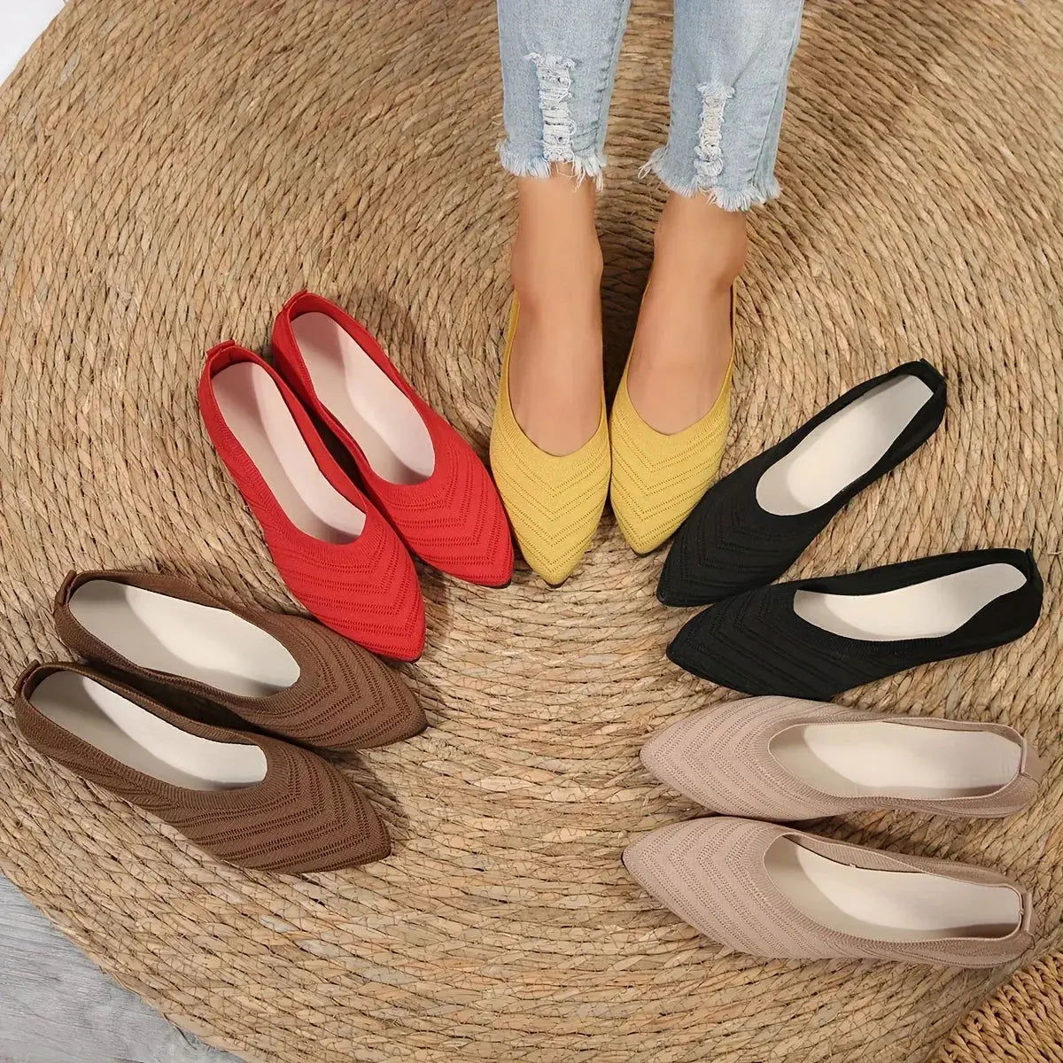 Reese Schoenen | Puntige gebreide balletflat