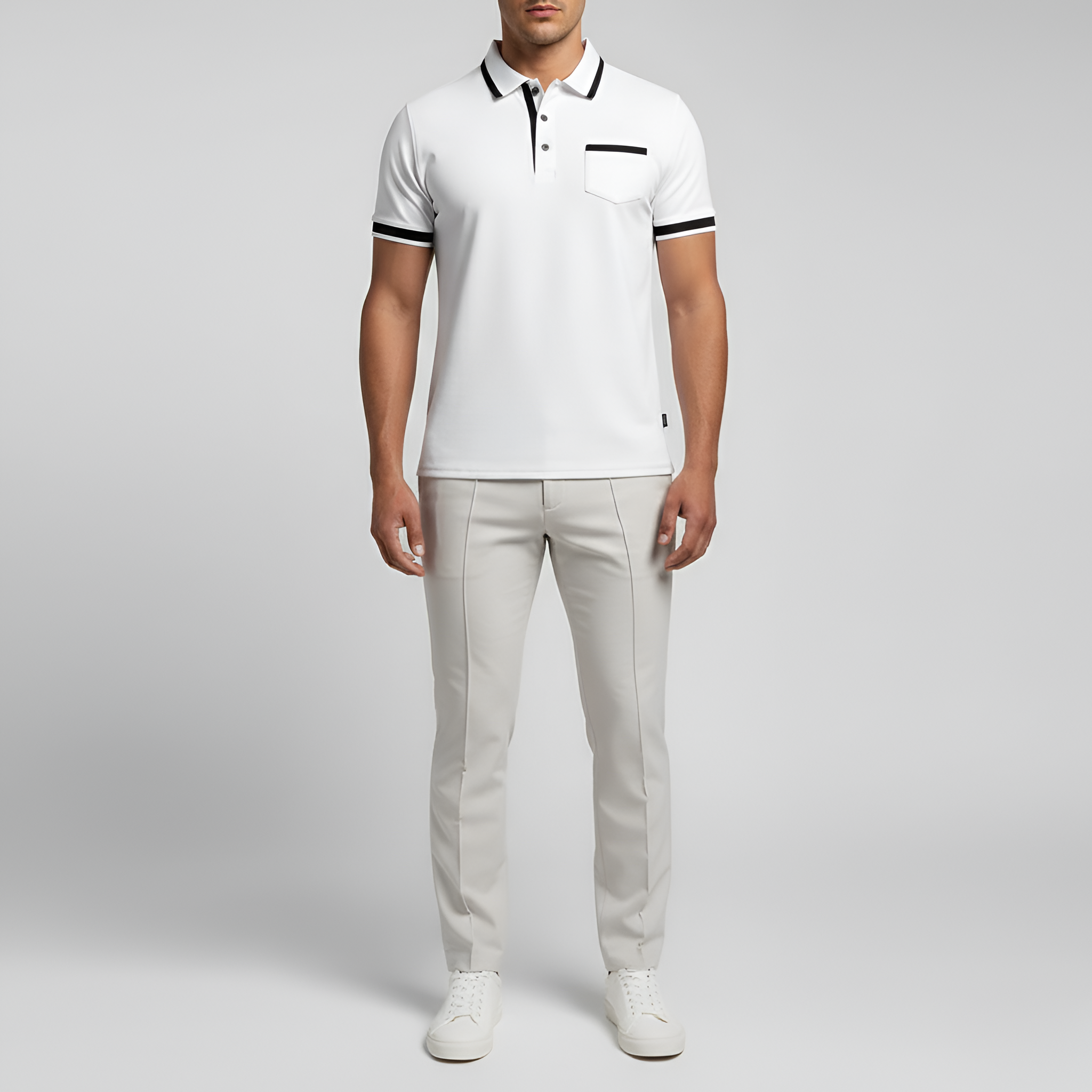Heren Slim Fit Polo met Borstzak Montarello