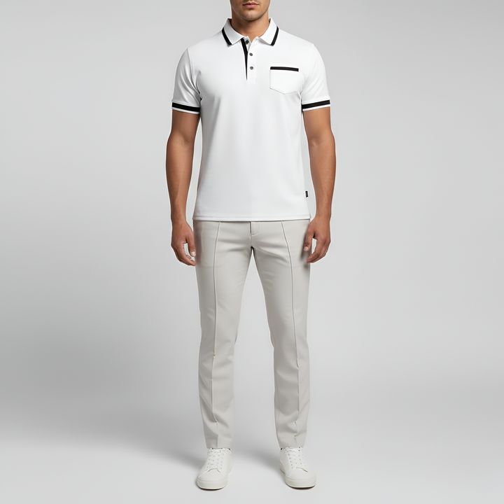 Heren Slim Fit Polo met Borstzak Montarello