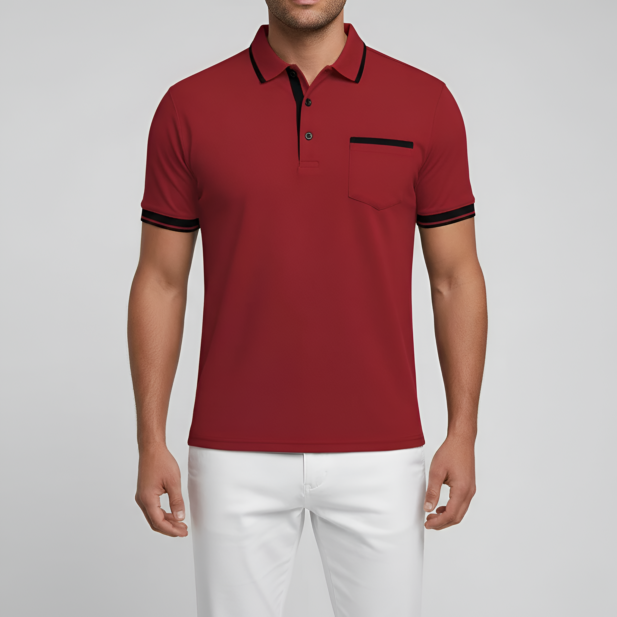 Heren Slim Fit Polo met Borstzak Montarello