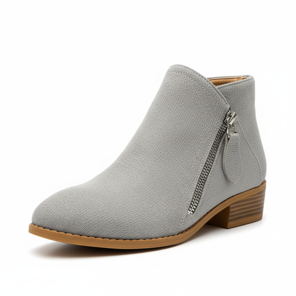 Dames Suède Enkelboots Met Ritssluiting