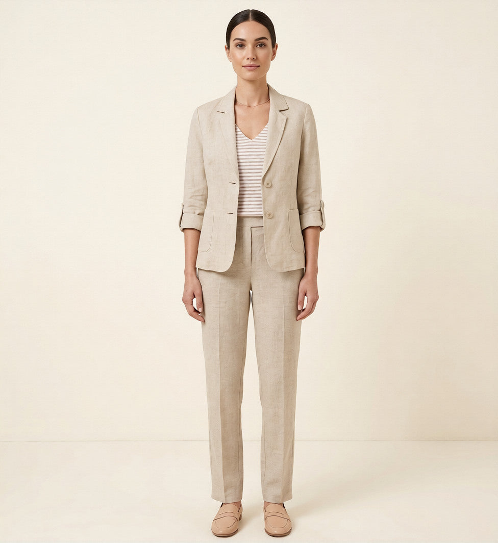 Dames Linnen Blazer Lichtgewicht Zomerstijl