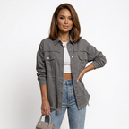 Women's Oversized Button-Up Denim Blouse