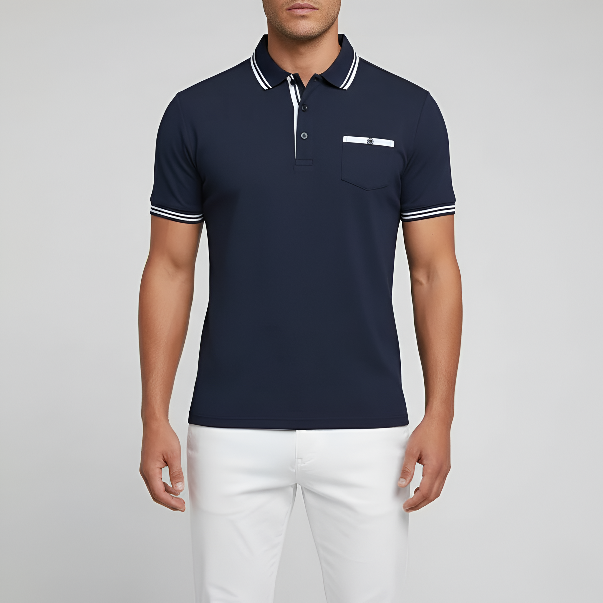 Heren Slim Fit Polo met Borstzak Montarello