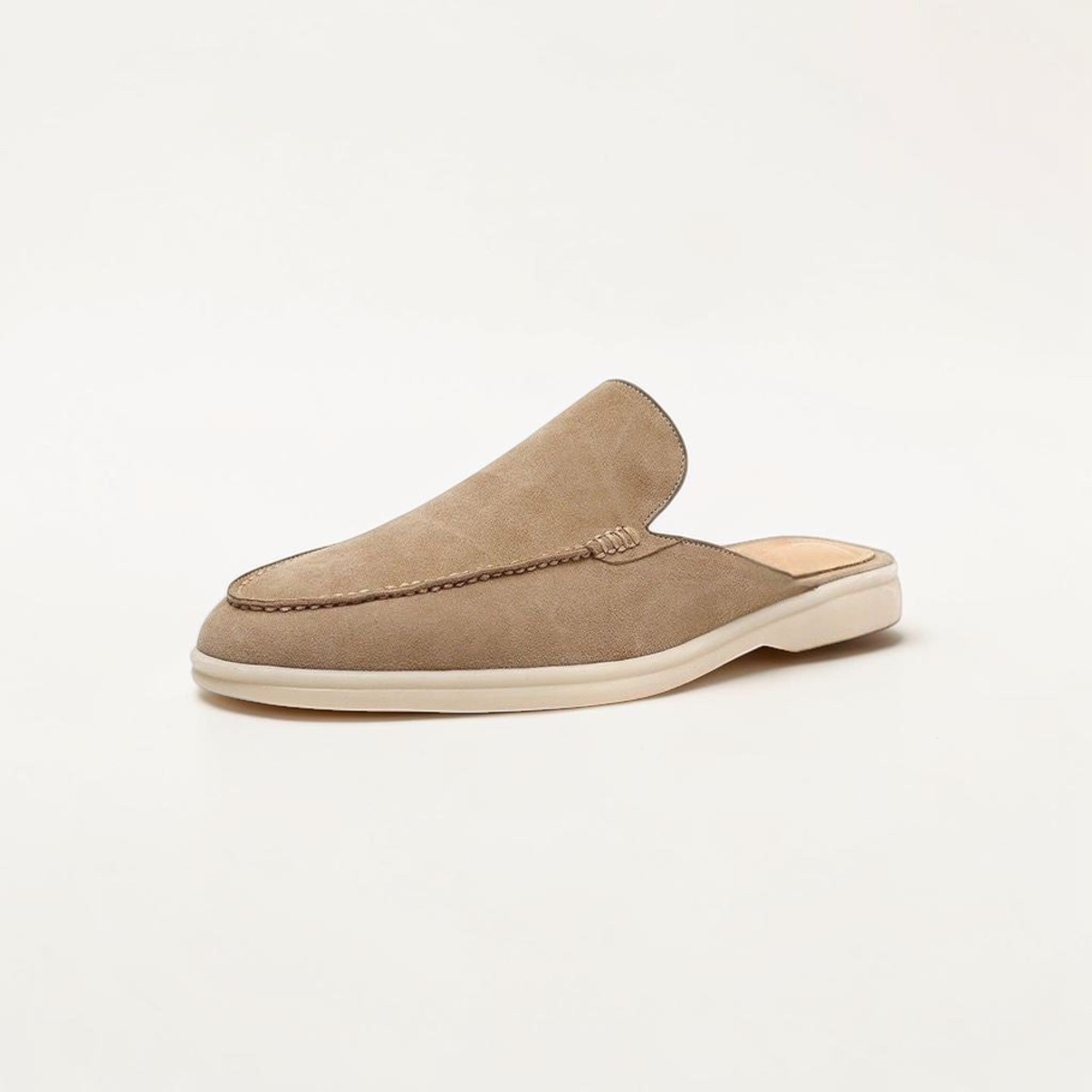 Heren Suède Instap Loafers Open Hiel