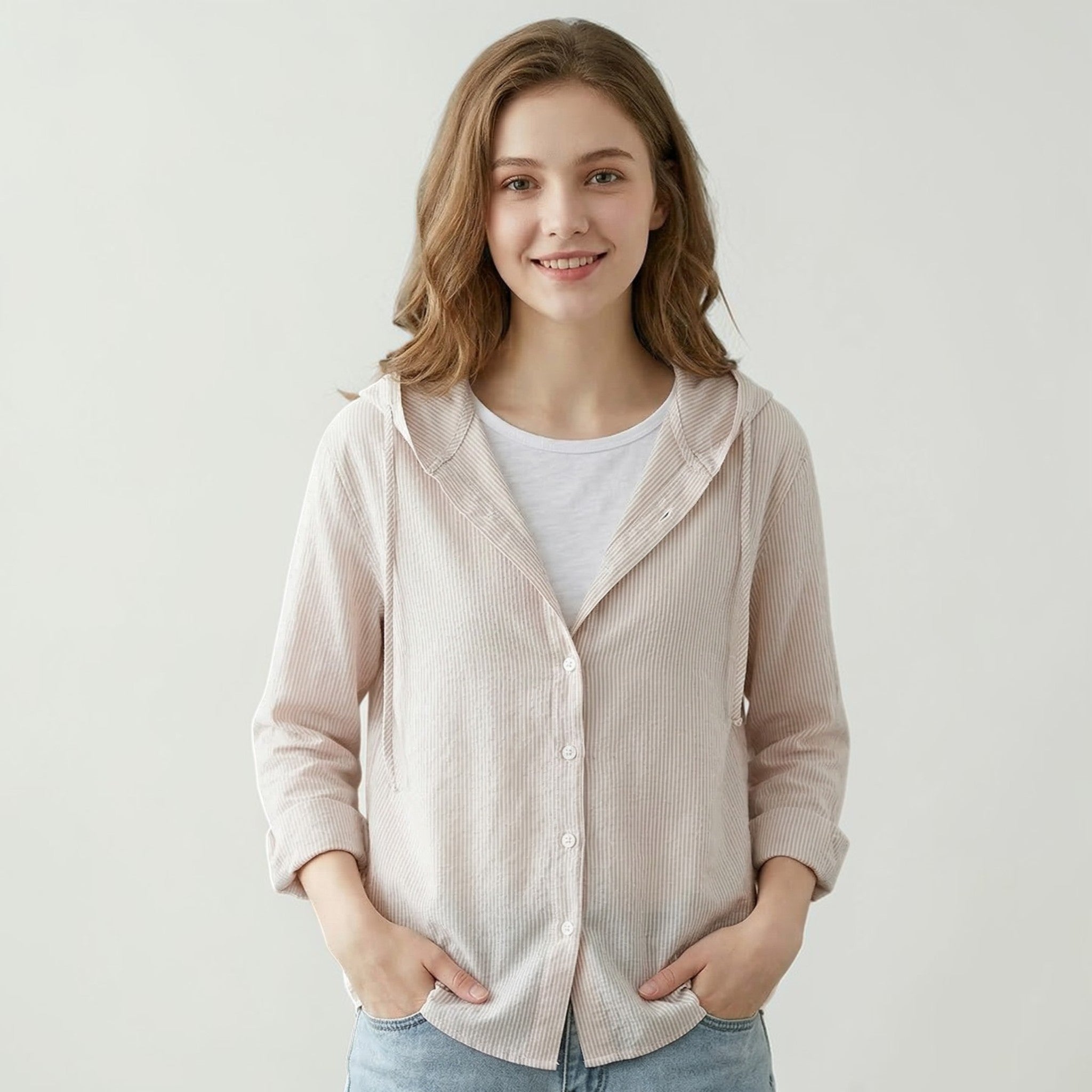 Dames Capuchon Blouse Met Knopen