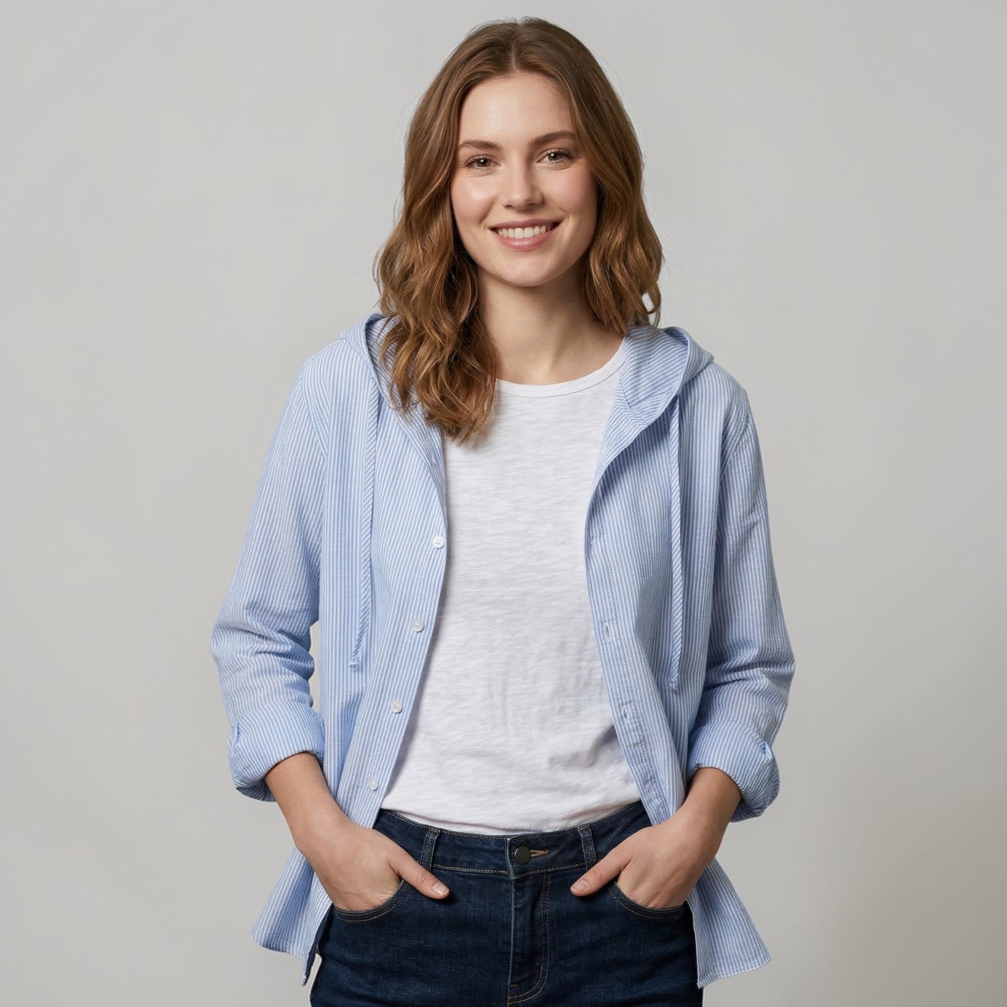Dames Capuchon Blouse Met Knopen