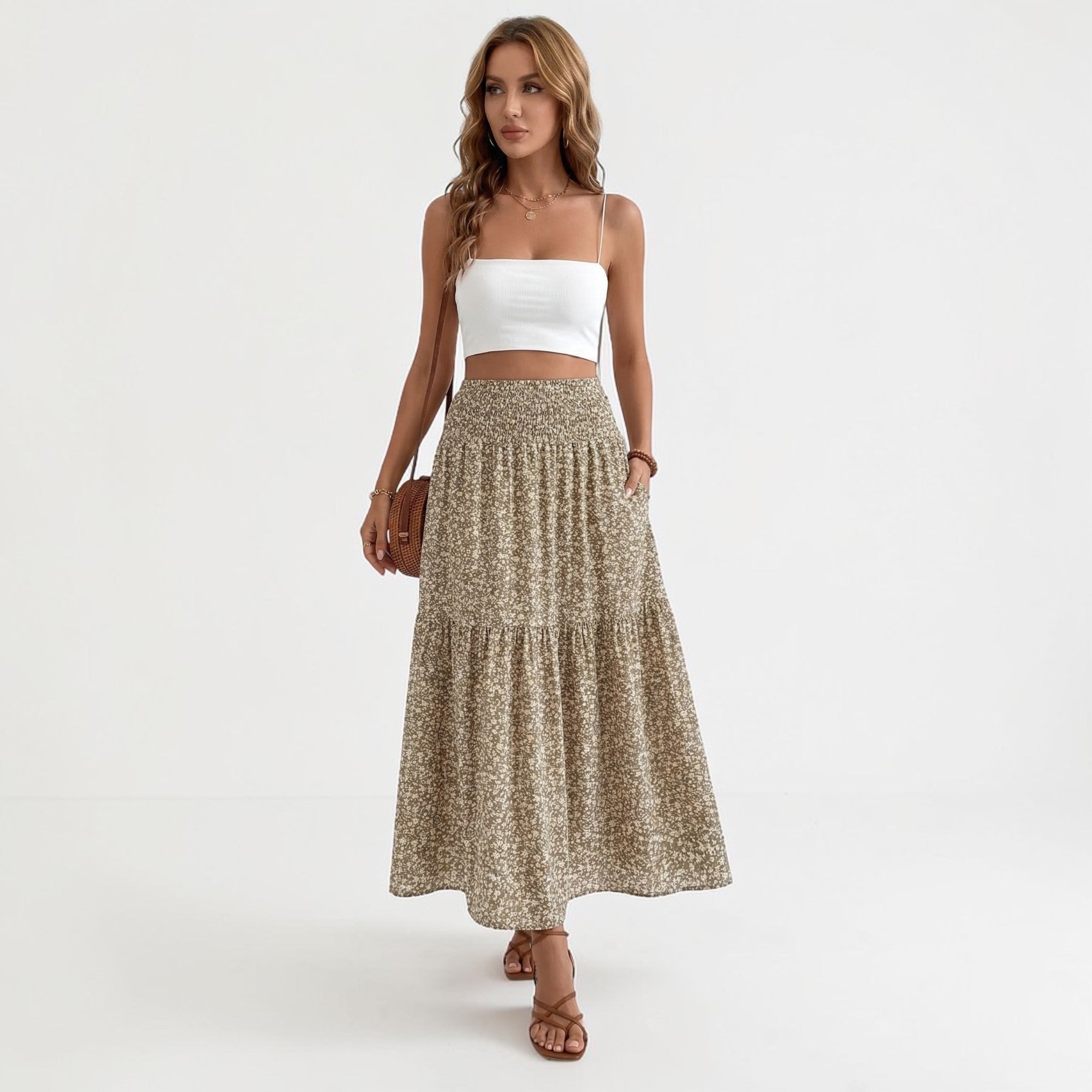 Dames Midi Rok met Bloemenprint Montarello