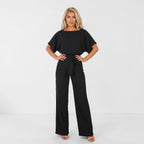 Dames Jumpsuit Met Ceintuur En Wijde Pijpen