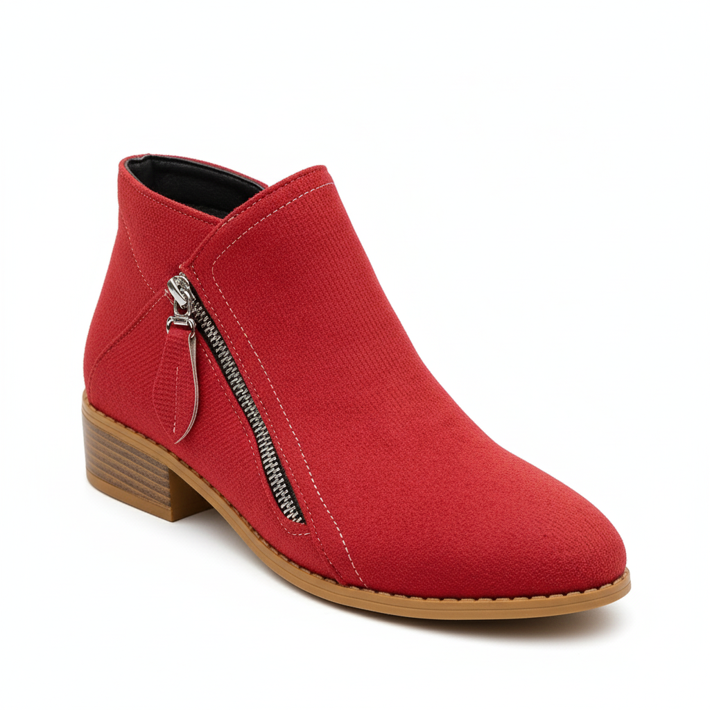 Dames Suède Enkelboots Met Ritssluiting