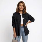 Women's Oversized Button-Up Denim Blouse