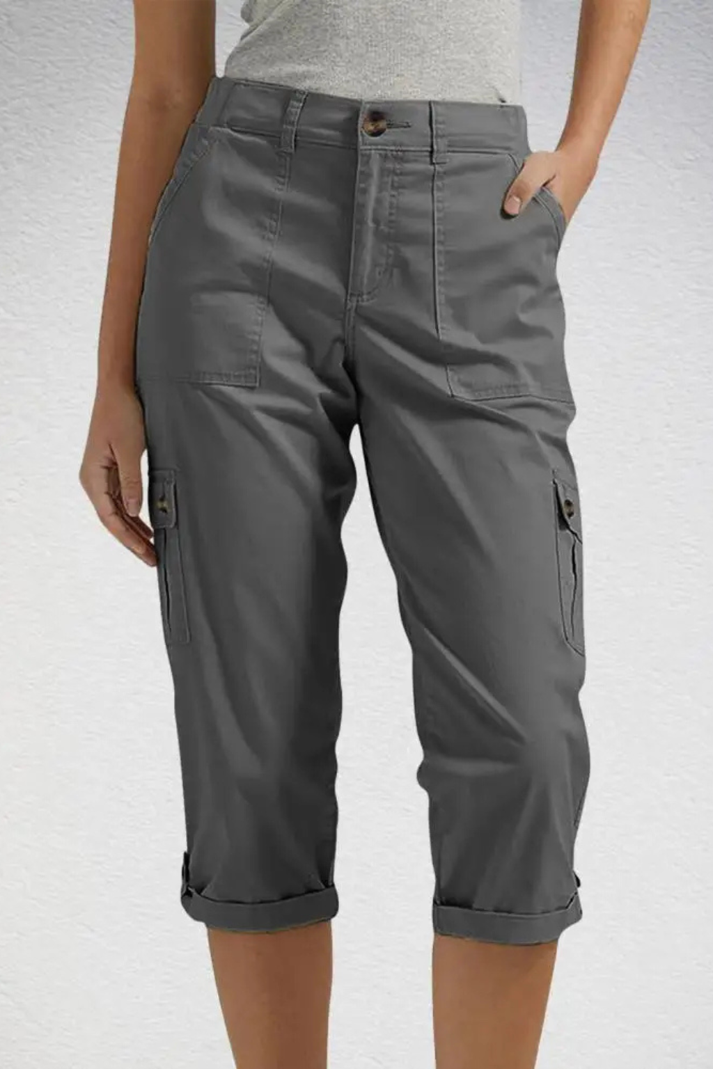 Dames Cargo Capri Broek met Oprolbare Zoom