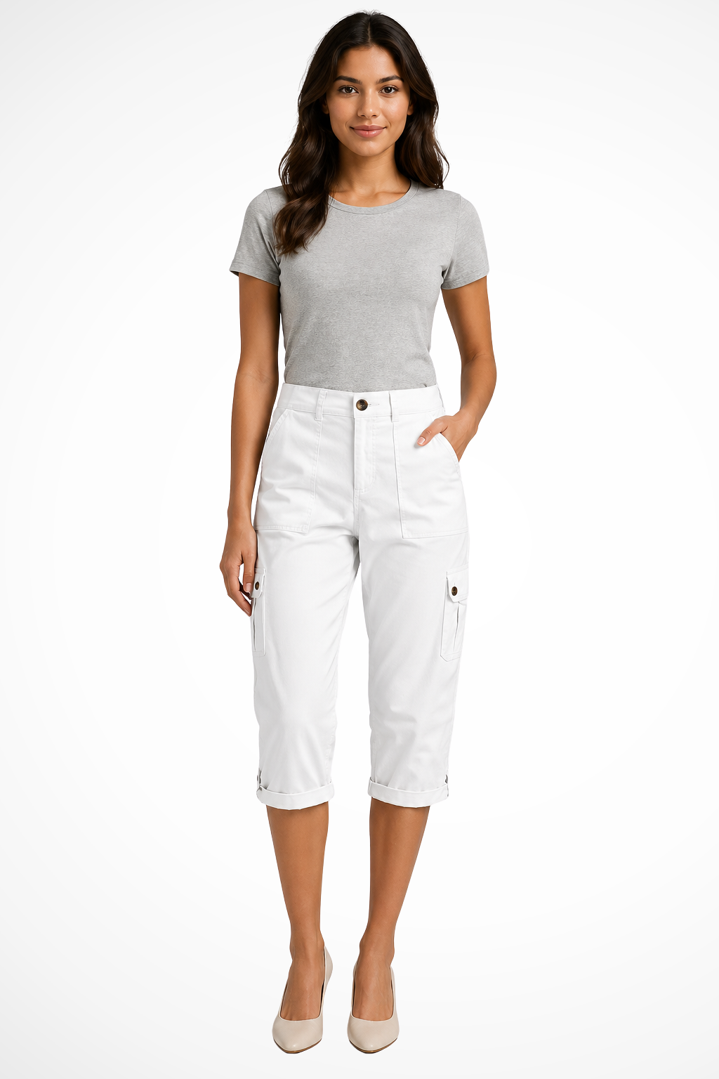 Dames Cargo Capri Broek met Oprolbare Zoom