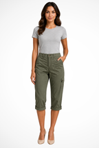 Dames Cargo Capri Broek met Oprolbare Zoom