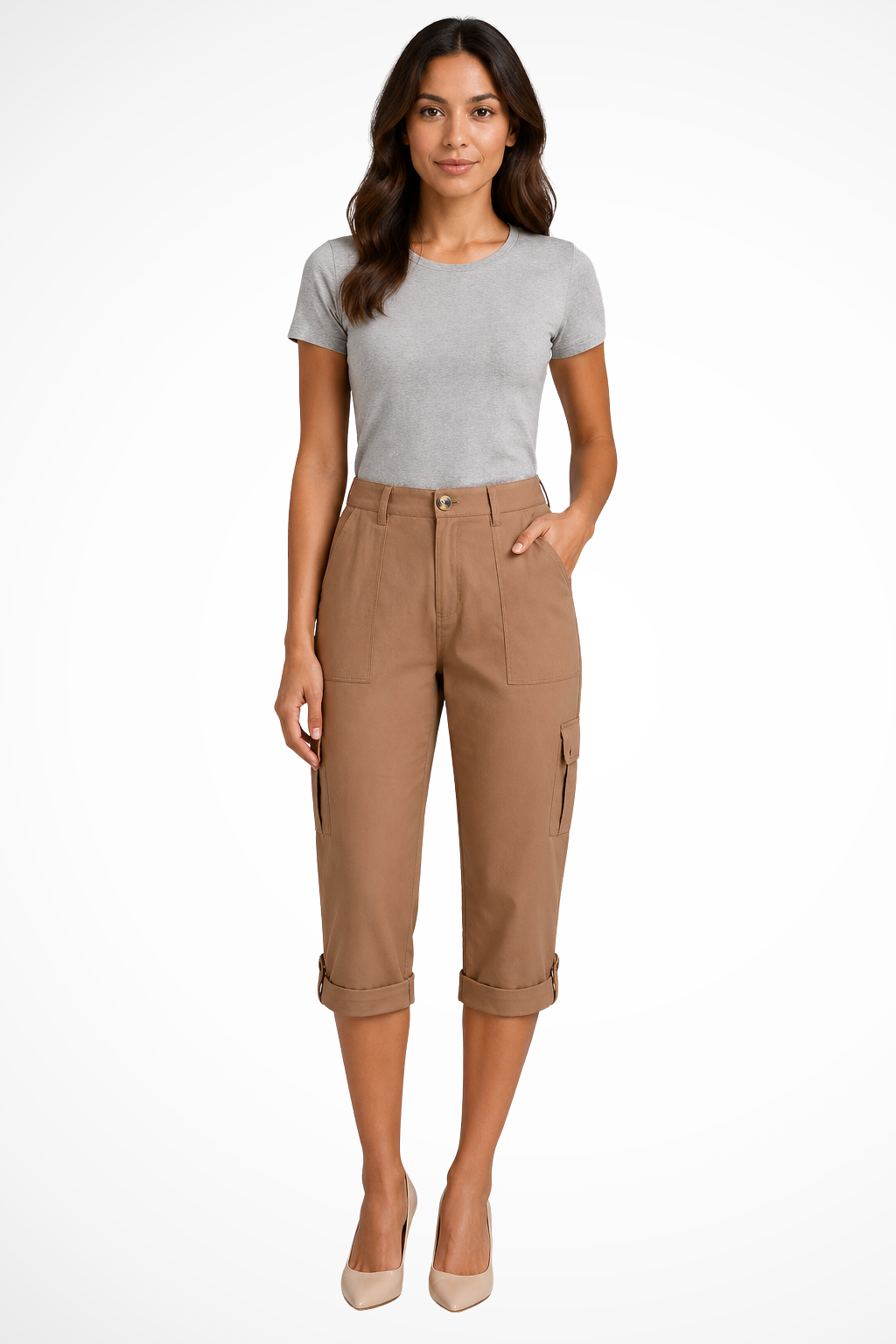 Dames Cargo Capri Broek met Oprolbare Zoom