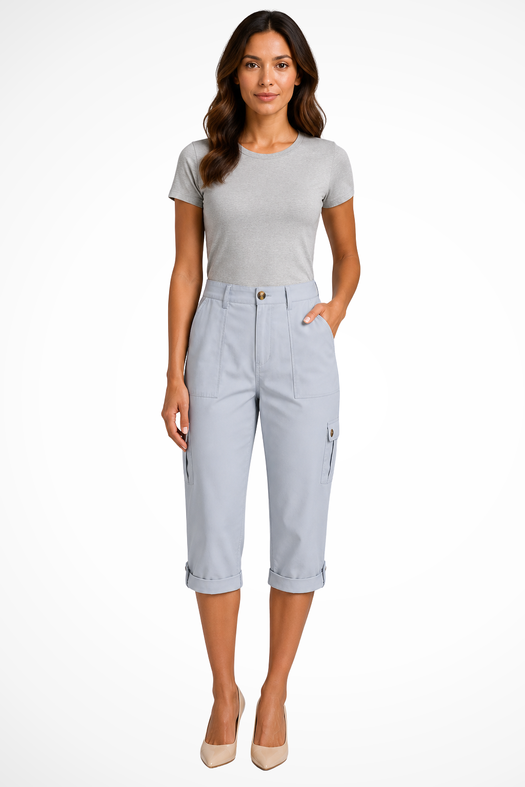 Dames Cargo Capri Broek met Oprolbare Zoom
