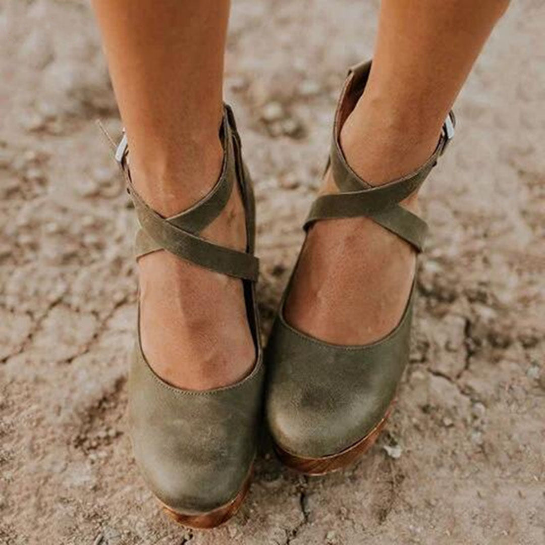 Dames Sleehak Sandalen Gesloten Neus Enkelband