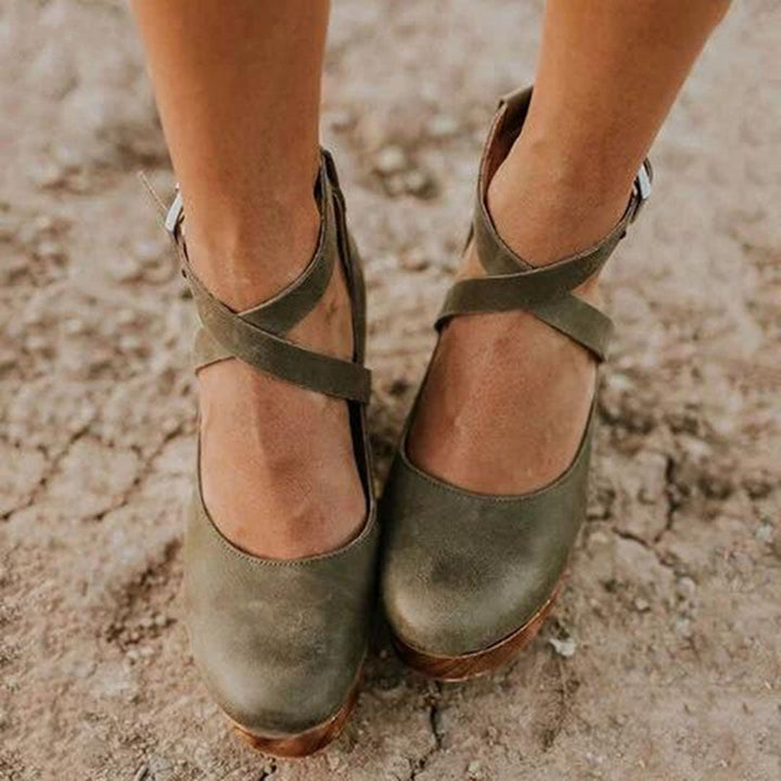 Dames Sleehak Sandalen Gesloten Neus Enkelband