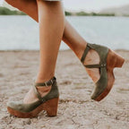 Dames Sleehak Sandalen Gesloten Neus Enkelband
