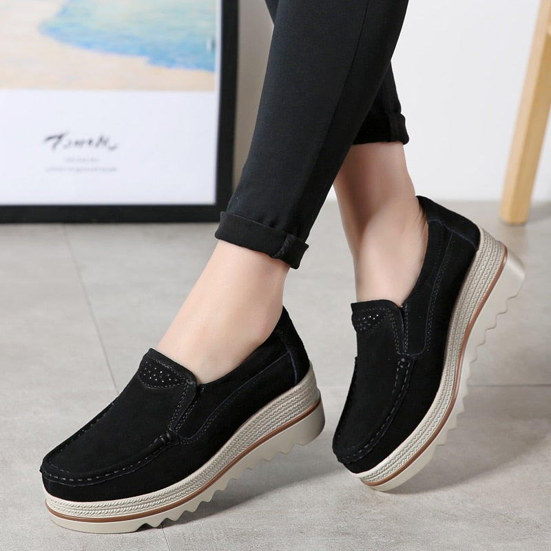 Women's Orthopedic Suede Platform Loafers