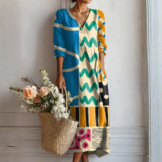 Dames Relaxte Midi Jurk met Eenvoudig Design