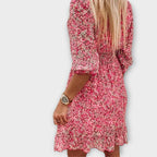 Dames Mini Jurk Bloemenprint Pofmouwen