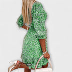 Dames Mini Jurk Bloemenprint Pofmouwen