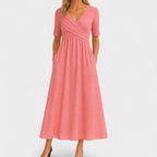Dames Elegante Midi Jurk met V Hals