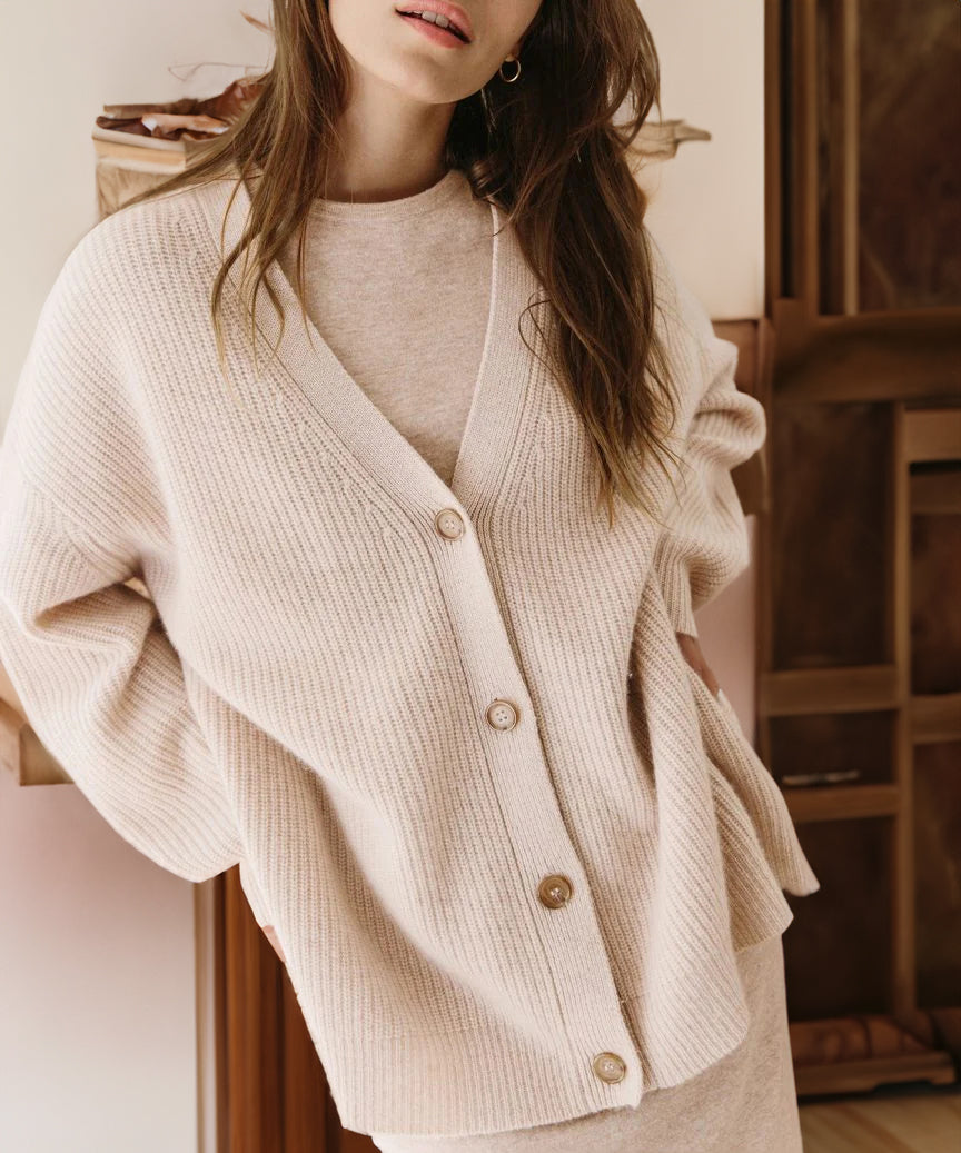 Valeria Vest | Dames Herfst Oversized Vest met Knopen en Geribbelde Textuur