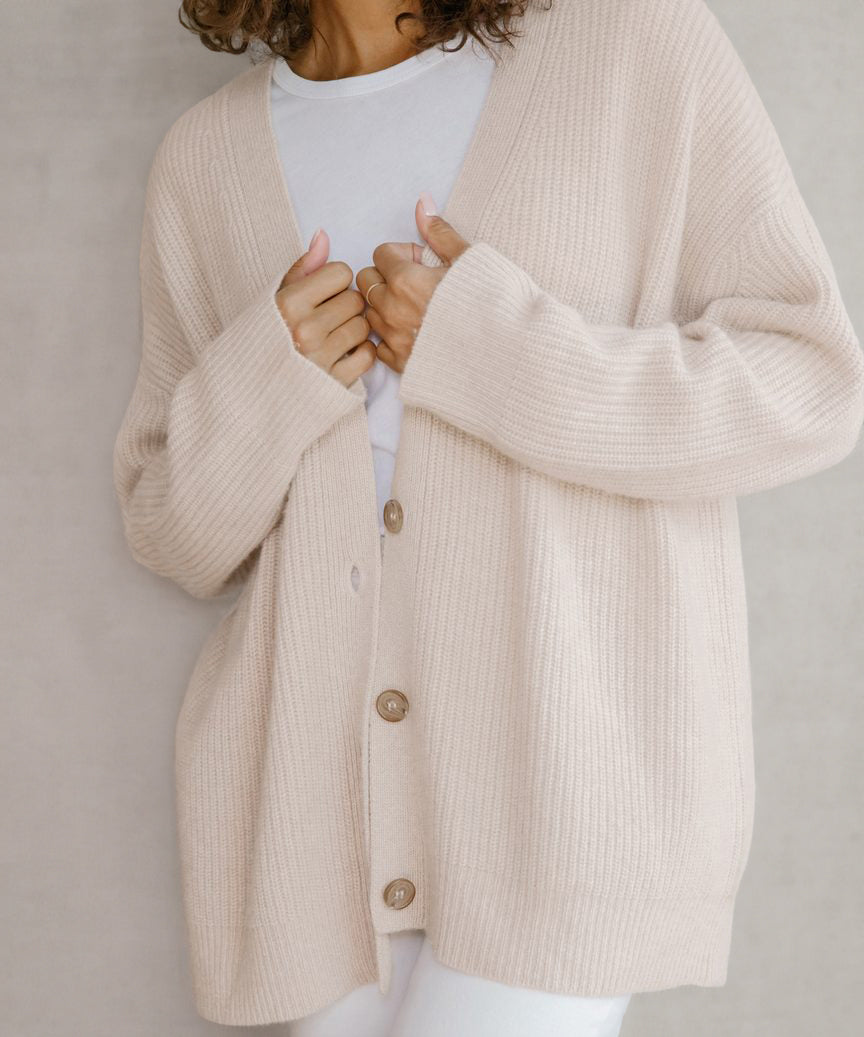 Valeria Vest | Dames Herfst Oversized Vest met Knopen en Geribbelde Textuur