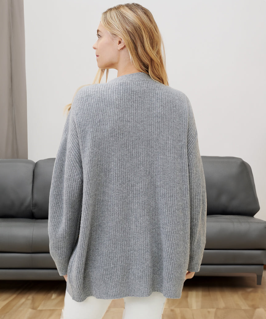 Valeria Vest | Dames Herfst Oversized Vest met Knopen en Geribbelde Textuur