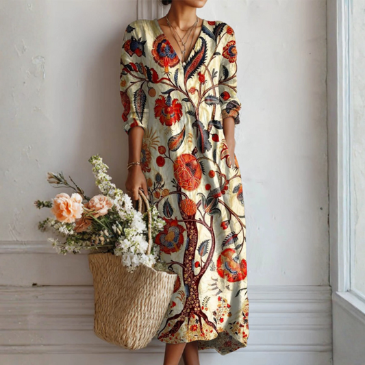 Dames Maxi Jurk met Bohemian Bloemenprint