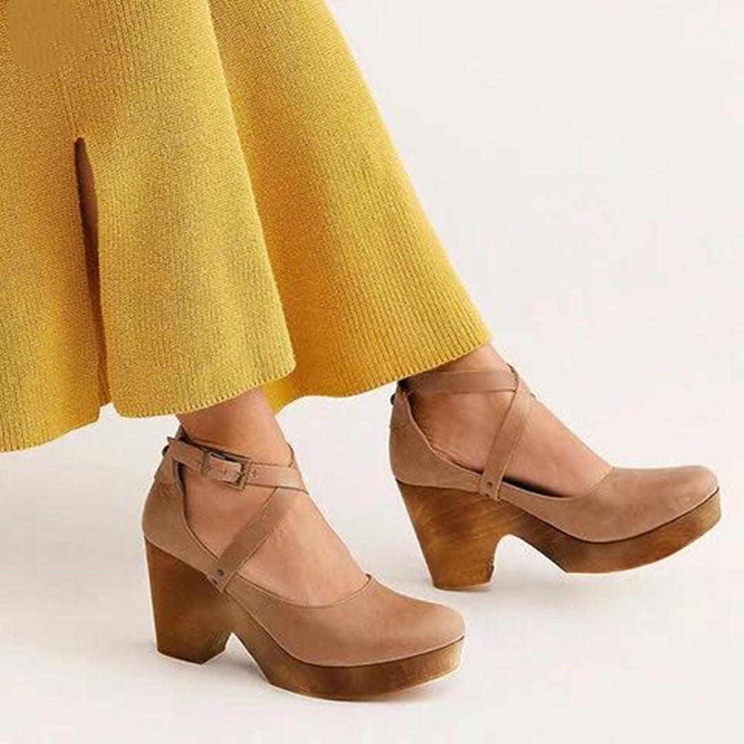 Dames Sleehak Sandalen Gesloten Neus Enkelband