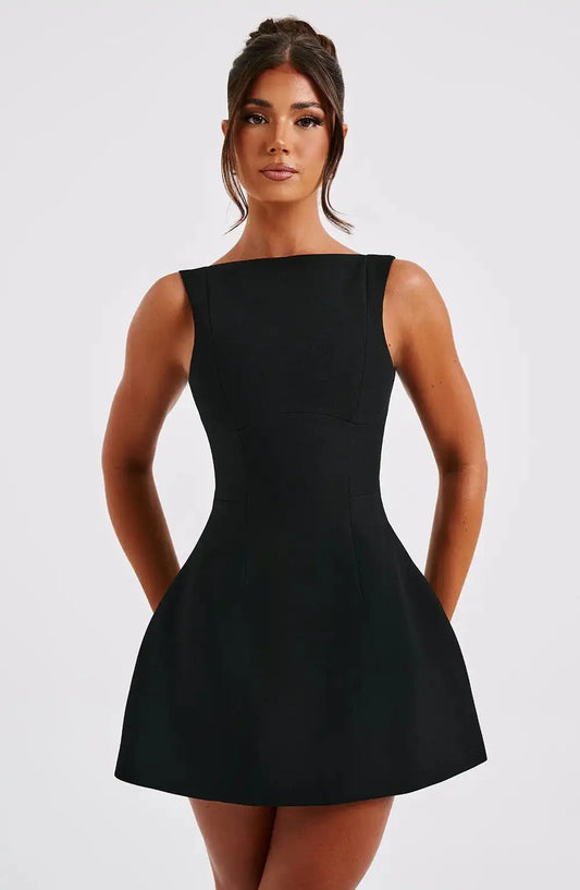 Rosalyn-jurk | A-lijn boothals mini-jurk