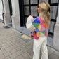 Renske Vest | Kleurrijk Patchwork Gebreid Vest