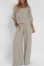 Dames Linnen Look Tweedelige Set