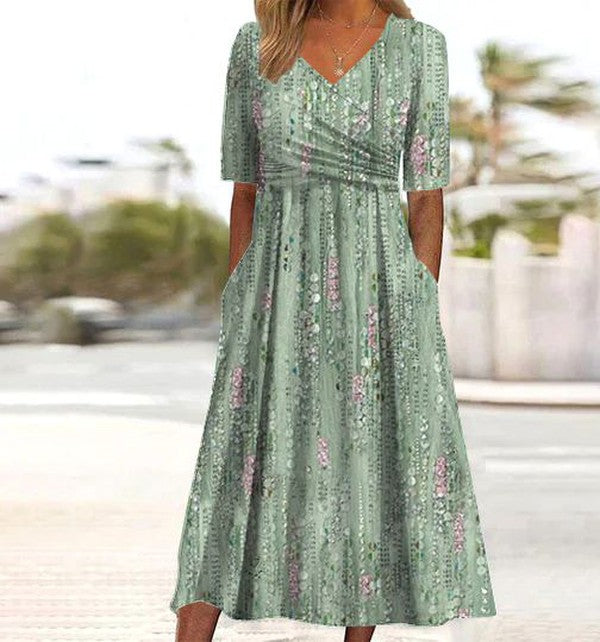 Dames Zomer Midi Jurk met Uitlopende Rok