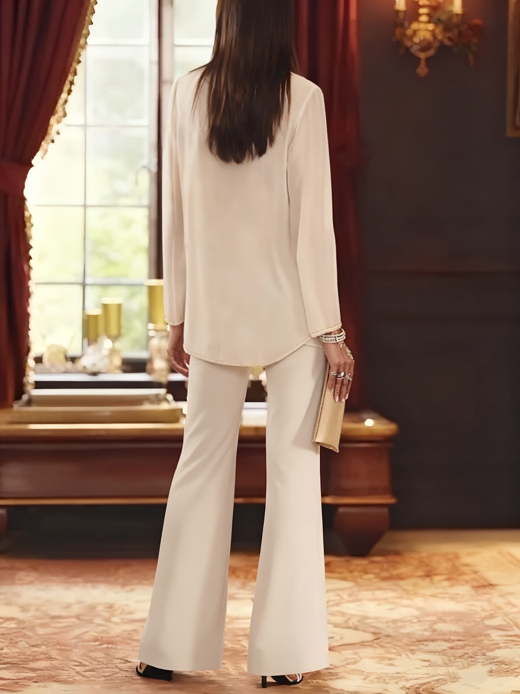 Dames Chiffon Jurk met Pailletten Jas