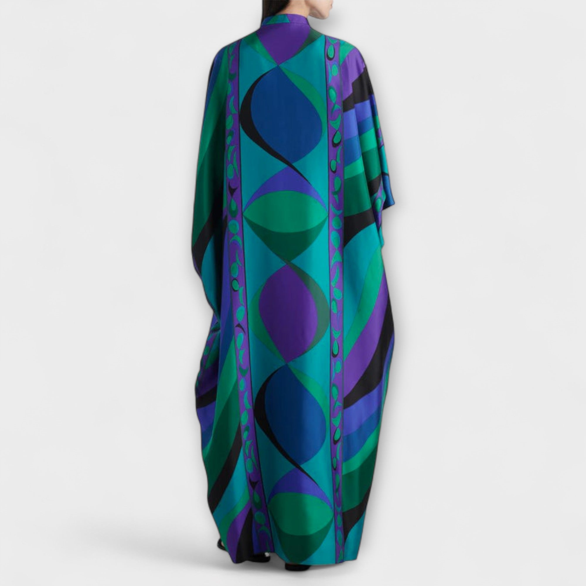 Dames Maxi Kaftan met Kleurrijk Psychedelisch Ontwerp