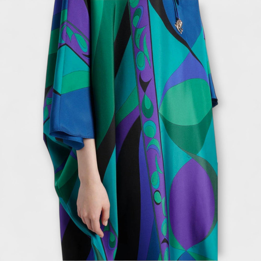 Dames Maxi Kaftan met Kleurrijk Psychedelisch Ontwerp