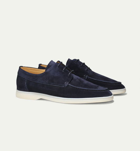 Men's Italian Suede Loafers White Sole