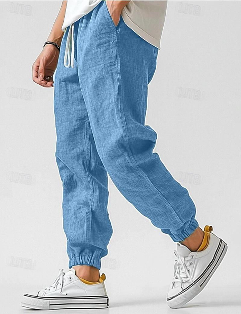 Heren Broek met Trekkoord en Linnen Look Montarello